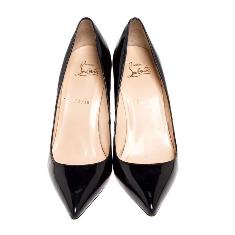 Pre Owned Christian Louboutin Black Patent Leather Pigalle Pointed Toe Pumps Size 40
