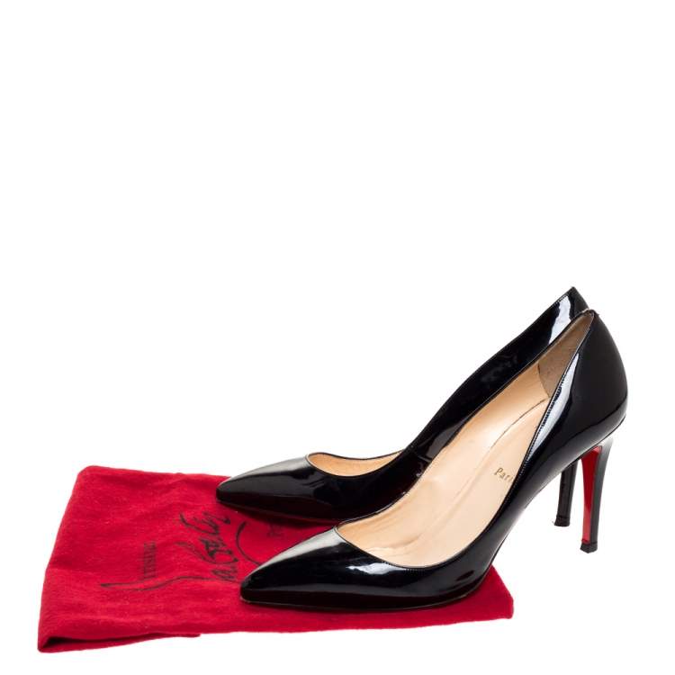Pre Owned Christian Louboutin Black Patent Leather Pigalle Pointed Toe Pumps Size 40