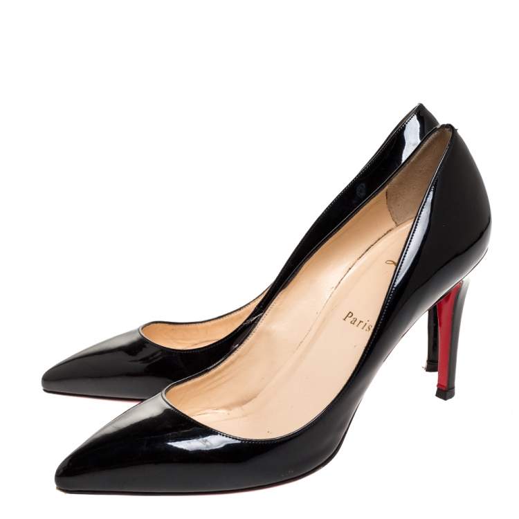 Pre Owned Christian Louboutin Black Patent Leather Pigalle Pointed Toe Pumps Size 40