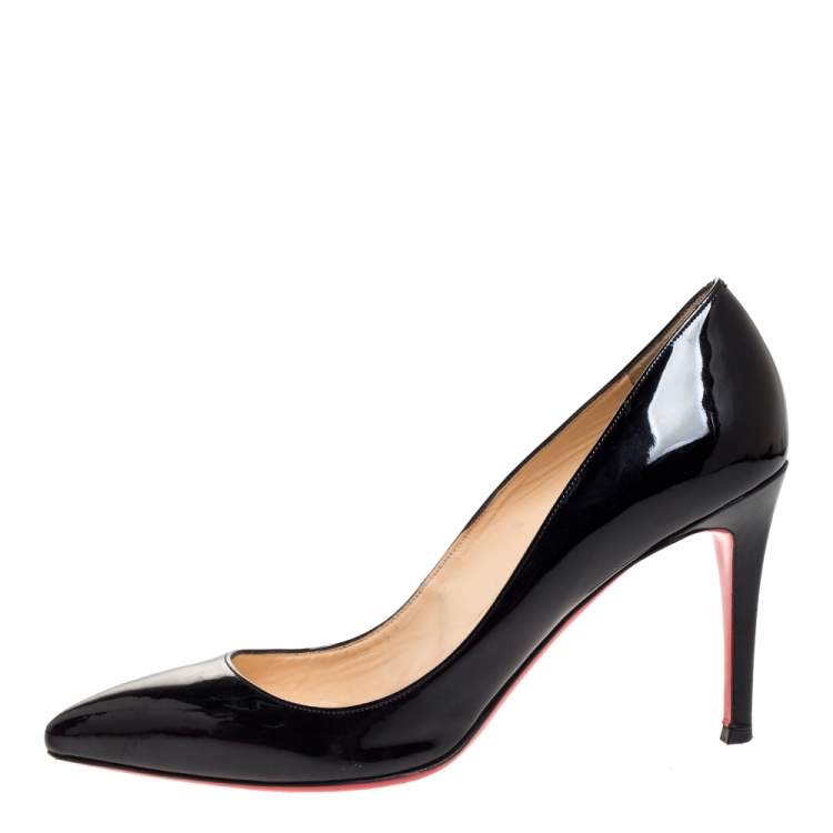 Pre Owned Christian Louboutin Black Patent Leather Pigalle Pointed Toe Pumps Size 40