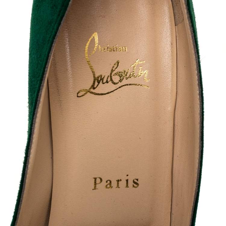 Pre Owned Christian Louboutin Green Suede New Simple Platform Pumps Size 40
