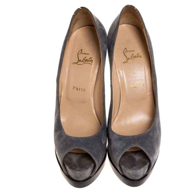 مملوكة مسبقًا Christian Louboutin Grey Suede Palais Royal Trepointe Pumps Size 40.5