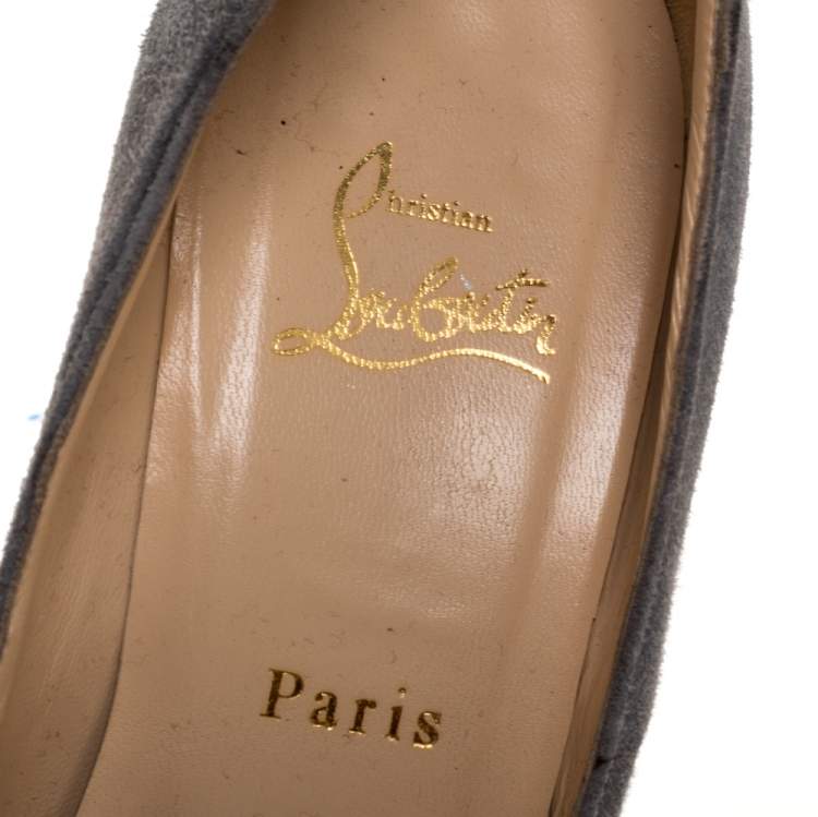 مملوكة مسبقًا Christian Louboutin Grey Suede Palais Royal Trepointe Pumps Size 40.5