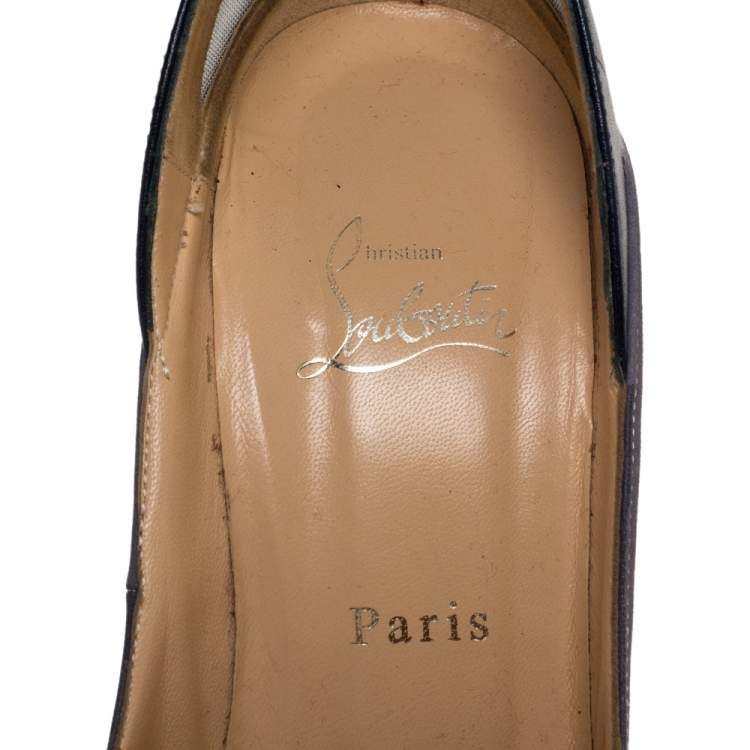 Pre Owned Christian Louboutin Two Tone Leather And Nubuck Peep Toe Platform Pumps Size 38.5