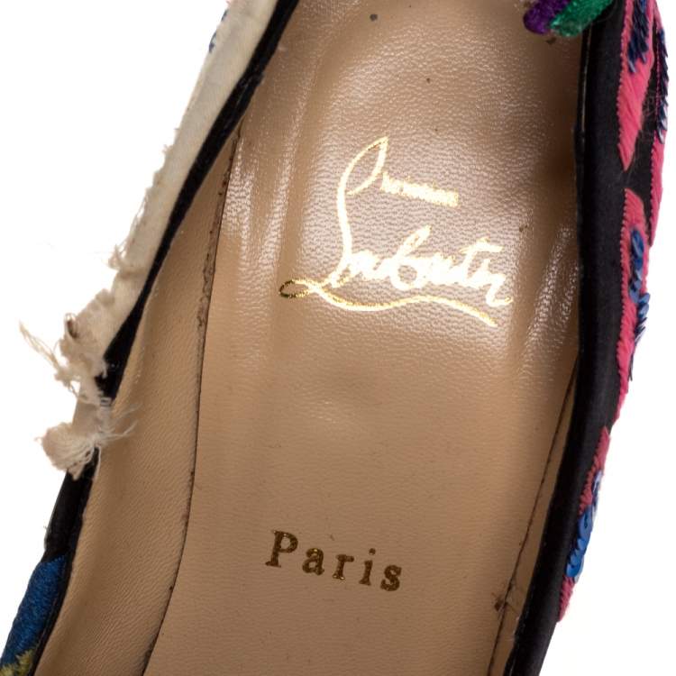 Pre Owned Christian Louboutin Limited Edition Daffodile Brodee Crepe Satin Pumps Size 39.5