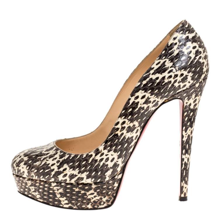 Pre Owned Christian Louboutin Two Tone Python Bianca Platform Pumps Size 39
