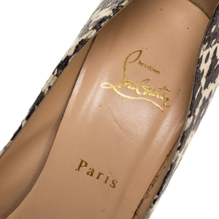 Pre Owned Christian Louboutin Two Tone Python Bianca Platform Pumps Size 39