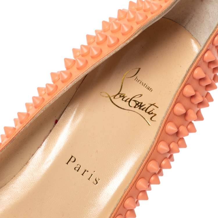 مملوكة مسبقًا Christian Louboutin Orange Leather Pigalle Spikes Pumps Size 39