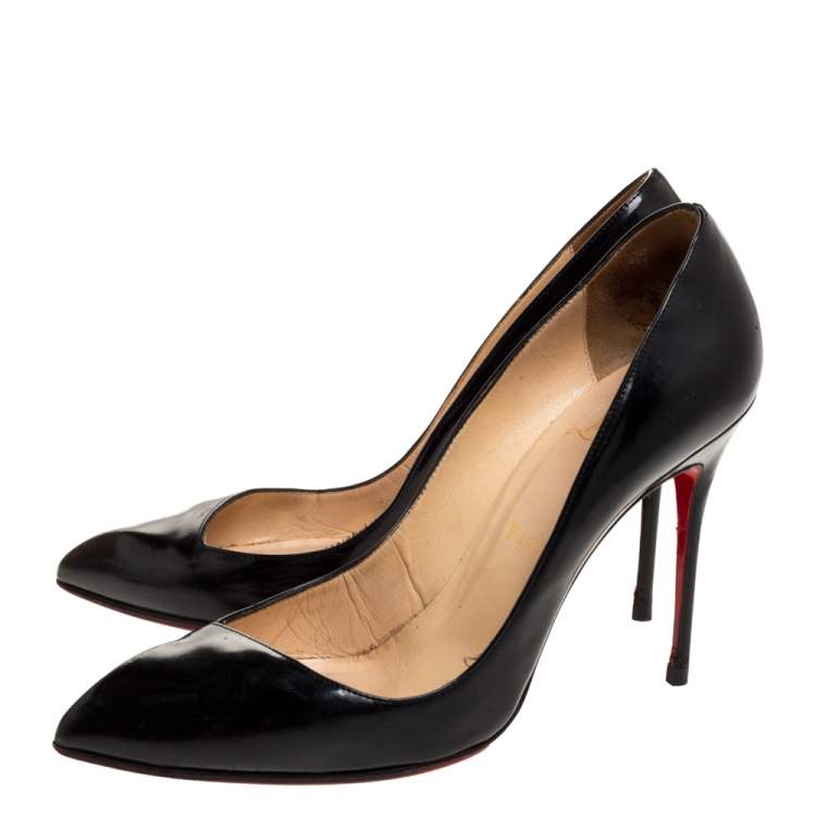 Pre Owned Christian Louboutin Black Leather Corneille Pumps Size 39