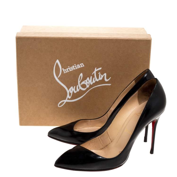 Pre Owned Christian Louboutin Black Leather Corneille Pumps Size 39