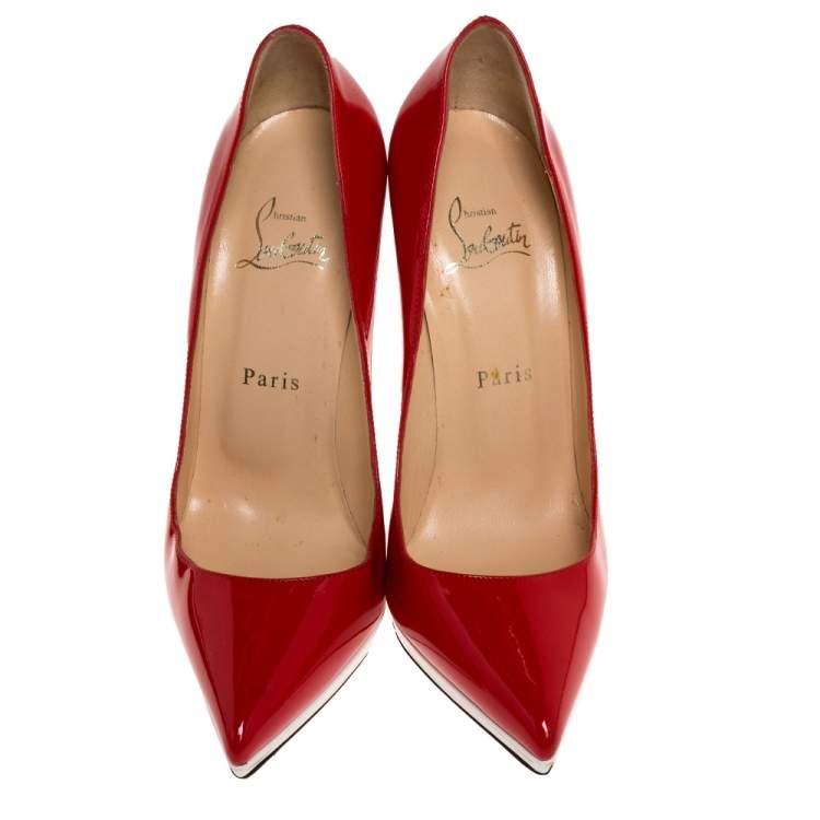 Pre Owned Christian Louboutin Tricolor Patent Leather Pigalle Plato Pumps Size 38.5