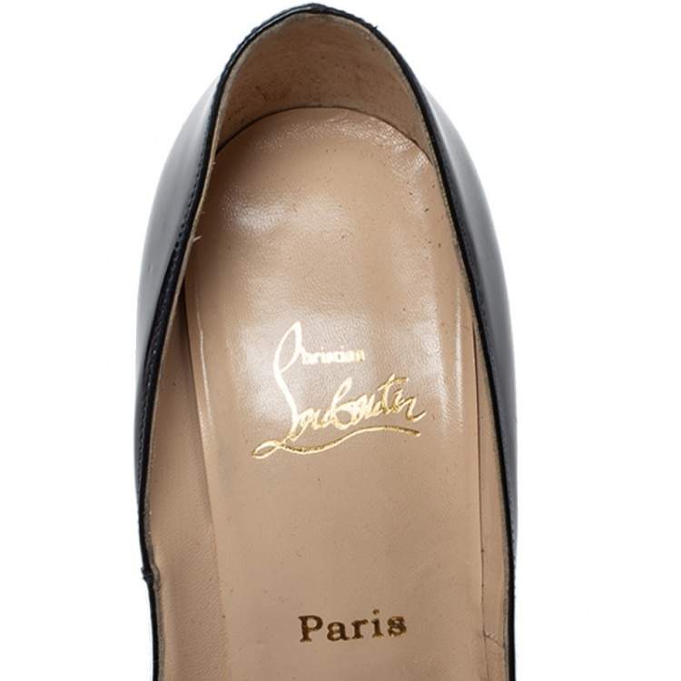 مملوكة مسبقًا Christian Louboutin Dark Green Patent Leather Flo Peep Toe Pumps Size 38.5