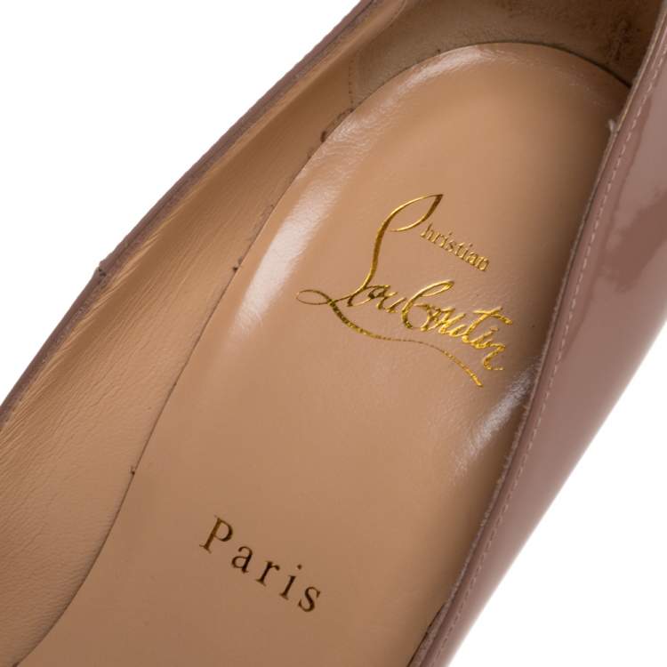Pre Owned Christian Louboutin Beige Patent Leather So Kate Pointed Toe Pump Size 39.5