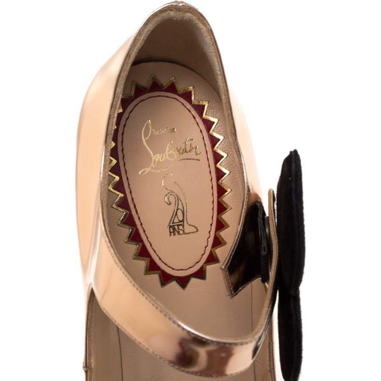 Pre Owned Christian Louboutin Metallic Bronze Leather Pensee 20ans 120 Pointed Toe Pumps Size 38.5