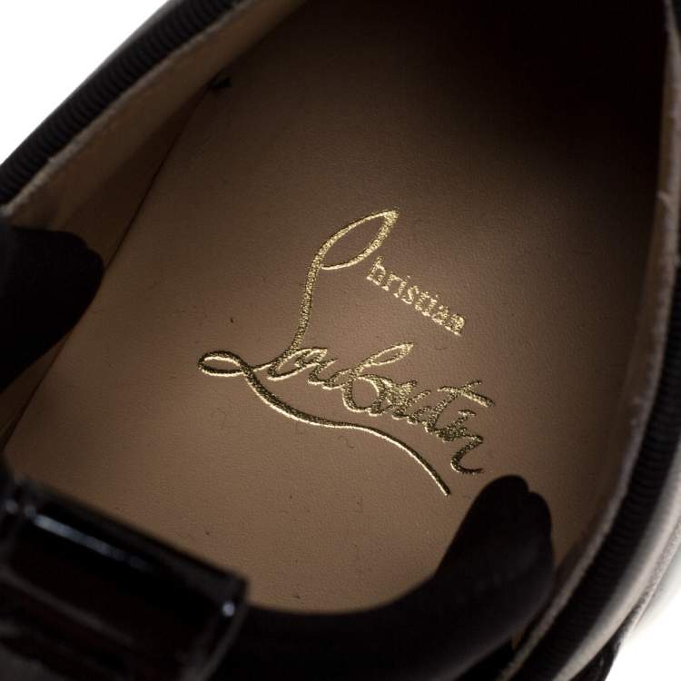 Pre Owned Christian Louboutin Black Neoprene And Leather Lipsy Run Slip On Sneakers Size 38