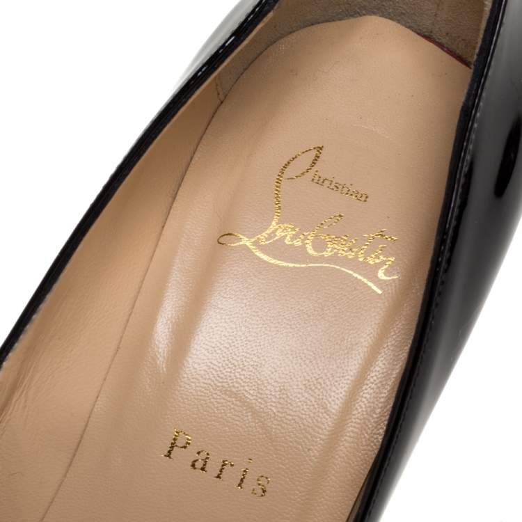 Pre Owned Christian Louboutin Black Patent Leather Very Prive Peep Toe Platform Pumps Size 39 