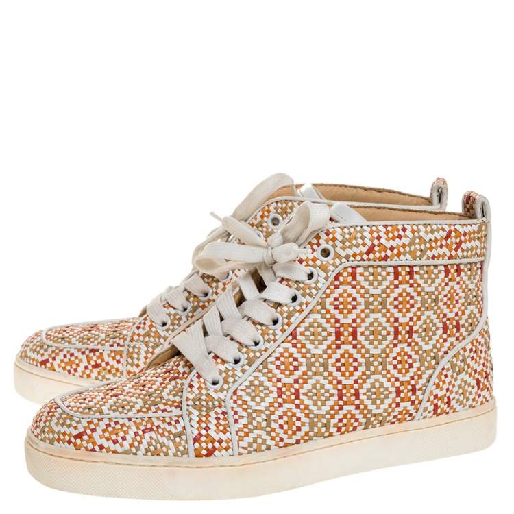 Pre Owned Christian Louboutin Multicolor Woven Leather Rantus Orlato High Top Sneakers Size 39