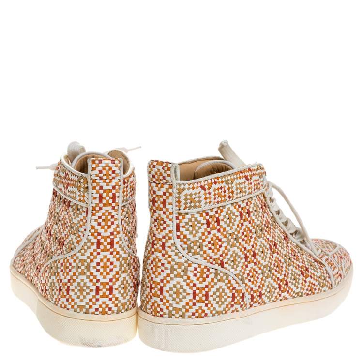 Pre Owned Christian Louboutin Multicolor Woven Leather Rantus Orlato High Top Sneakers Size 39