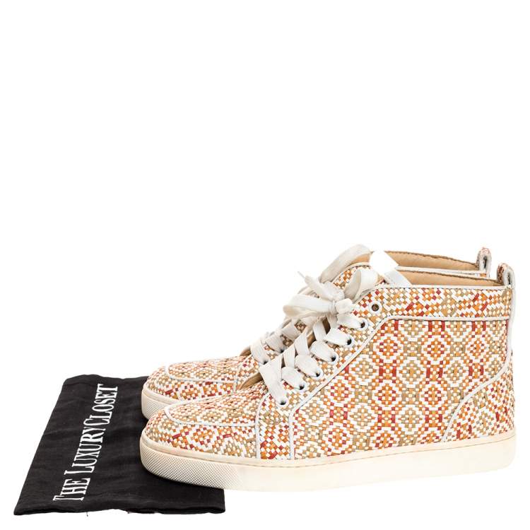 Pre Owned Christian Louboutin Multicolor Woven Leather Rantus Orlato High Top Sneakers Size 39