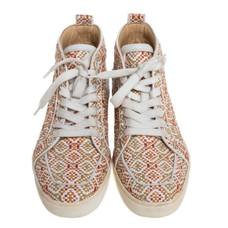 Pre Owned Christian Louboutin Multicolor Woven Leather Rantus Orlato High Top Sneakers Size 39