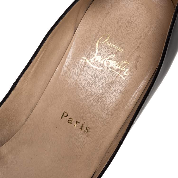 Pre Owned Christian Louboutin Black Patent Leather Very Prive Peep Toe Pumps Size 42