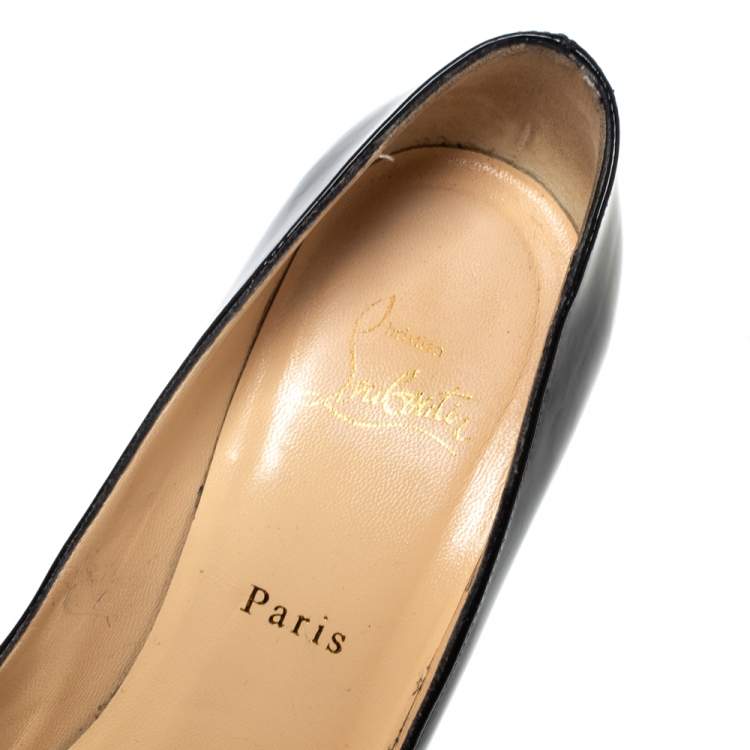 Pre Owned Christian Louboutin Black Patent Leather New Simple Platform Pumps Size 39.5