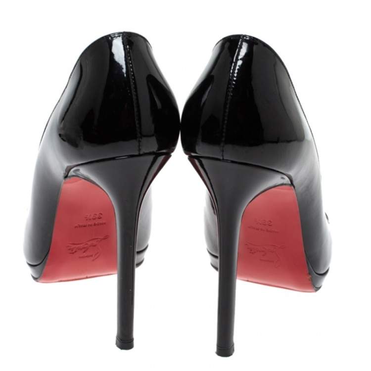 Pre Owned Christian Louboutin Black Patent Leather New Simple Platform Pumps Size 39.5