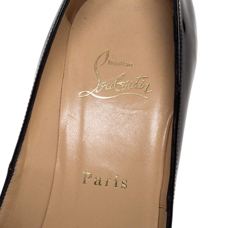مملوكة مسبقًا Christian Louboutin Black Patent Leather Very Prive Peep Toe Pumps Size 39