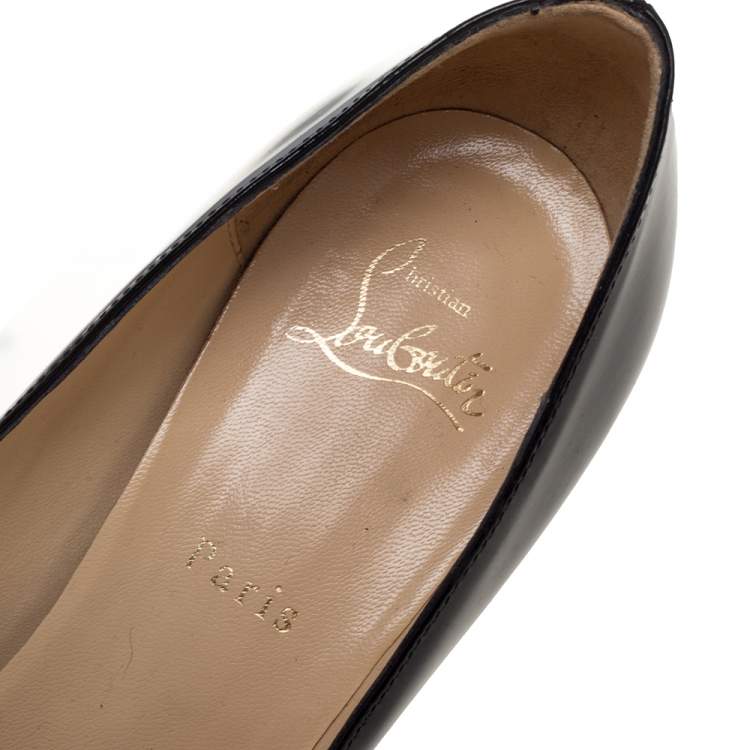 Pre Owned Christian Louboutin Black Patent Leather Simple Pumps Size 41