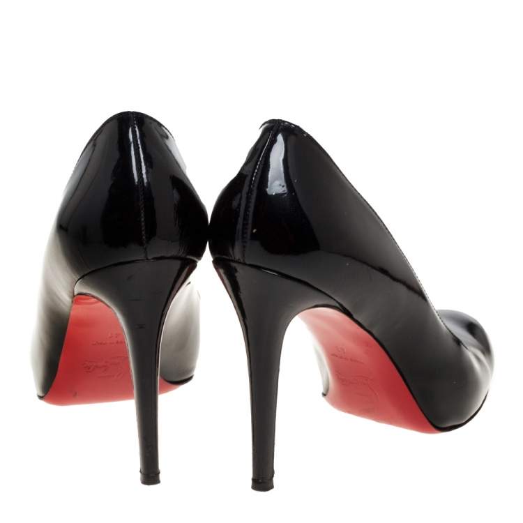 Pre Owned Christian Louboutin Black Patent Leather Simple Pumps Size 41