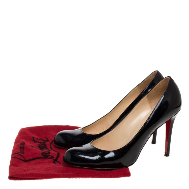 Pre Owned Christian Louboutin Black Patent Leather Simple Pumps Size 41