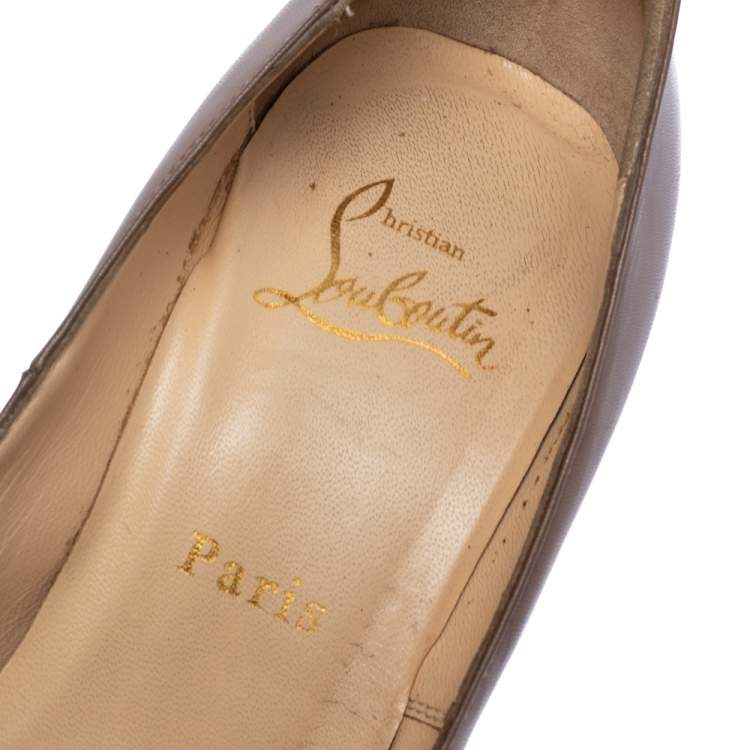 Pre Owned Christian Louboutin Beige Leather Highness Peep Toe Platform Pumps Size 38