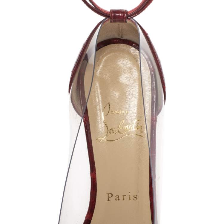 Pre Owned Christian Louboutin Red Leather and PVC Bis Un Bout Pumps Size 36