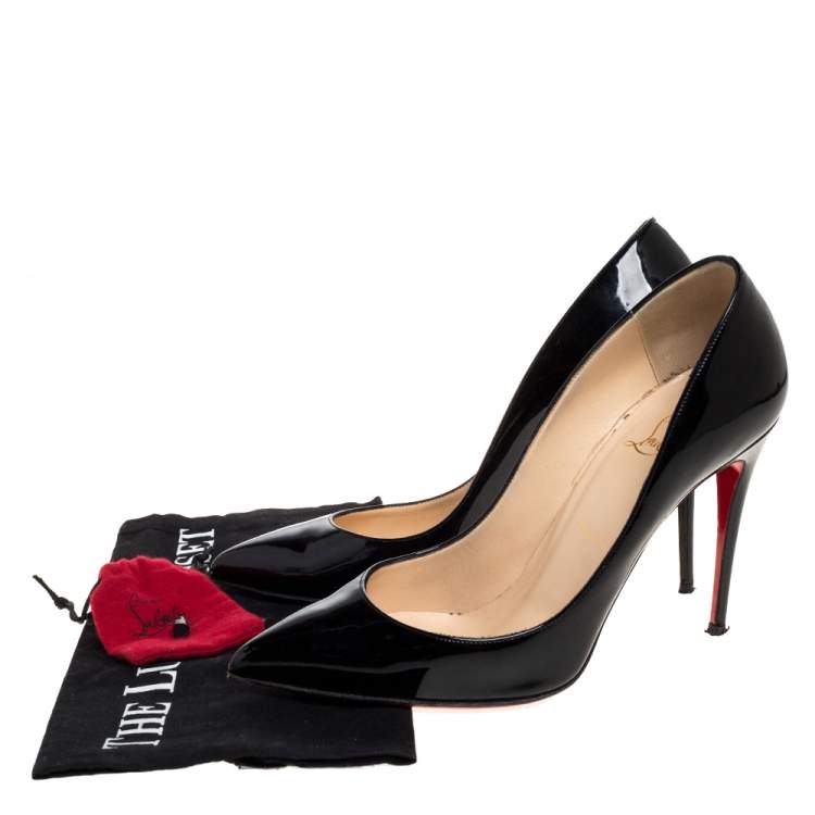 Pre Owned Christian Louboutin Black Patent Leather So Kate Pointed Toe Pumps Size 38