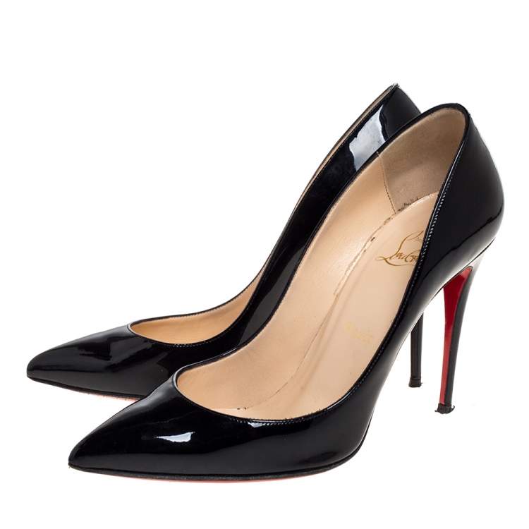 Pre Owned Christian Louboutin Black Patent Leather So Kate Pointed Toe Pumps Size 38