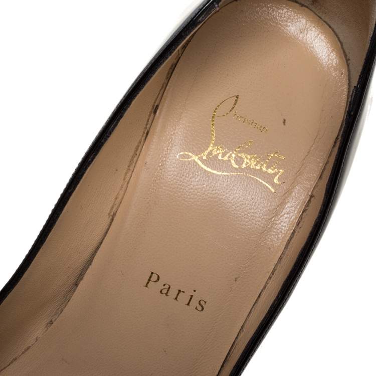 Pre Owned Christian Louboutin Black Patent Leather So Kate Pointed Toe Pumps Size 38