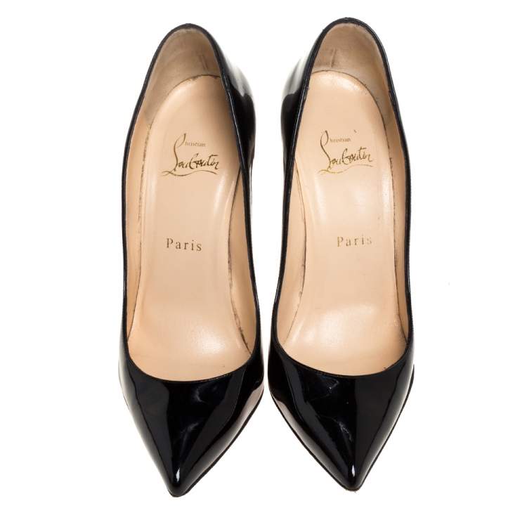 Pre Owned Christian Louboutin Black Patent Leather So Kate Pointed Toe Pumps Size 38