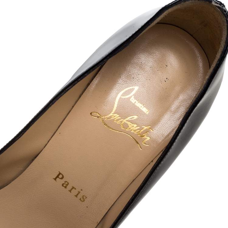 Pre Owned Christian Louboutin Black Patent Leather Bianca Platform Pumps Size 36.5
