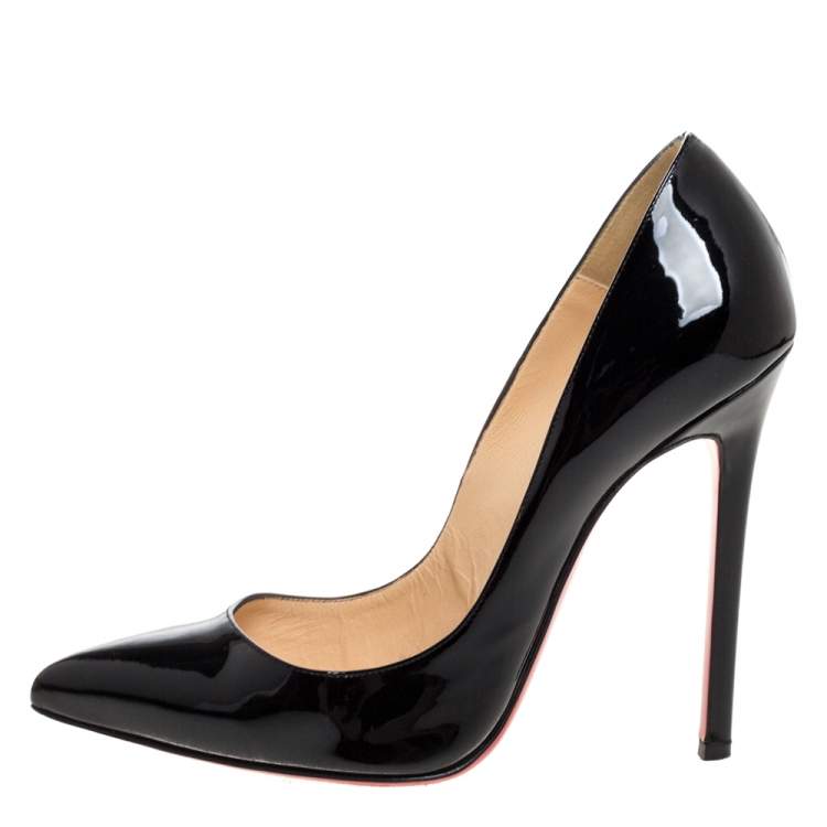 Pre Owned Christian Louboutin Black Patent Leather So Kate Pumps Size 38.5 