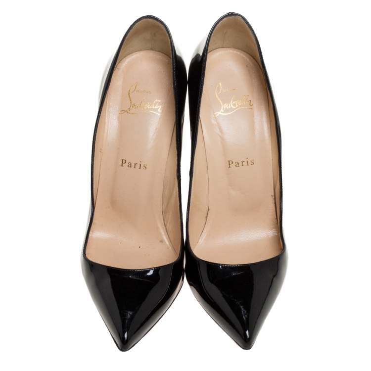 Pre Owned Christian Louboutin Black Patent Leather So Kate Pumps Size 38.5 