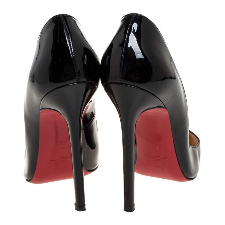Pre Owned Christian Louboutin Black Patent Leather So Kate Pumps Size 38.5 