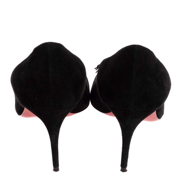 Pre Owned Christian Louboutin Black Suede Tassel Embellished 'Gwalior' Pumps Size 40.5