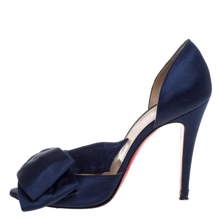 Blue Christian Louboutin Bow-Embellished Heels