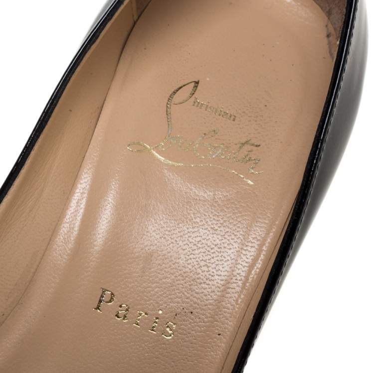 Pre Owned Christian Louboutin Black Patent Mater Claude Peep Toe Pumps Size 37