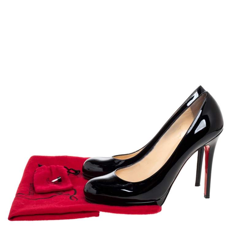 Pre Owned Christian Louboutin Black Patent Leather New Simple Platform Pumps Size 39