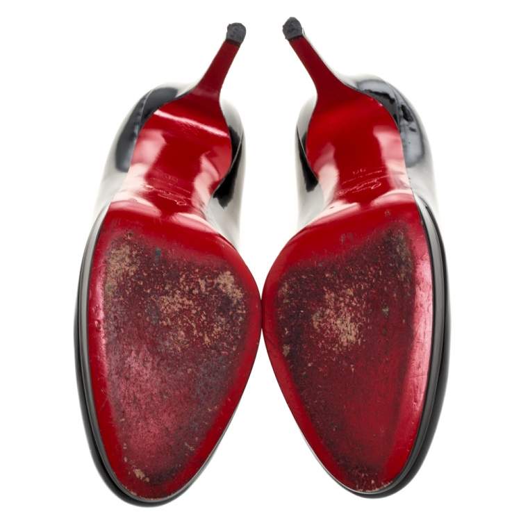 Pre Owned Christian Louboutin Black Patent Leather New Simple Platform Pumps Size 39