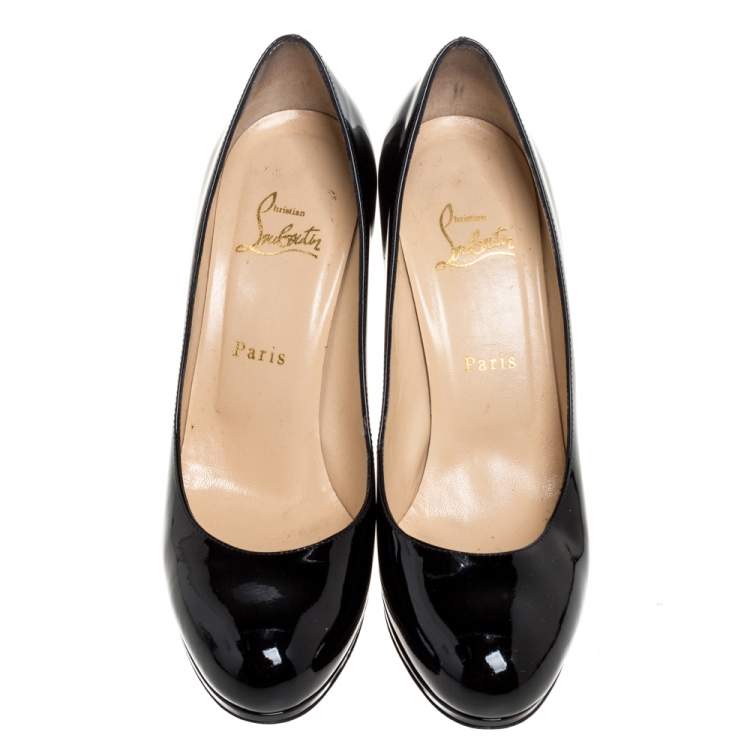 Pre Owned Christian Louboutin Black Patent Leather New Simple Platform Pumps Size 39