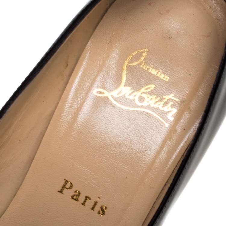 Pre Owned Christian Louboutin Black Patent Leather New Simple Platform Pumps Size 39