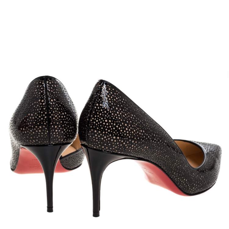 مملوكة مسبقًا Christian Louboutin Black Patent And Brown Suede Galu D'orsay Pumps Size 39.5
