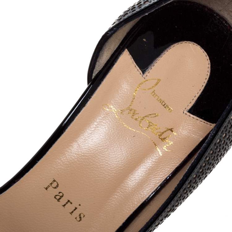 مملوكة مسبقًا Christian Louboutin Black Patent And Brown Suede Galu D'orsay Pumps Size 39.5